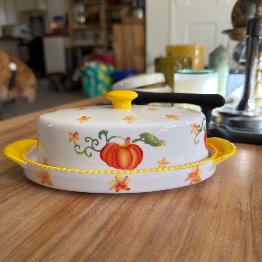 Temptations Pumpkin Butter Dish with Lid - Picture 3 of 7